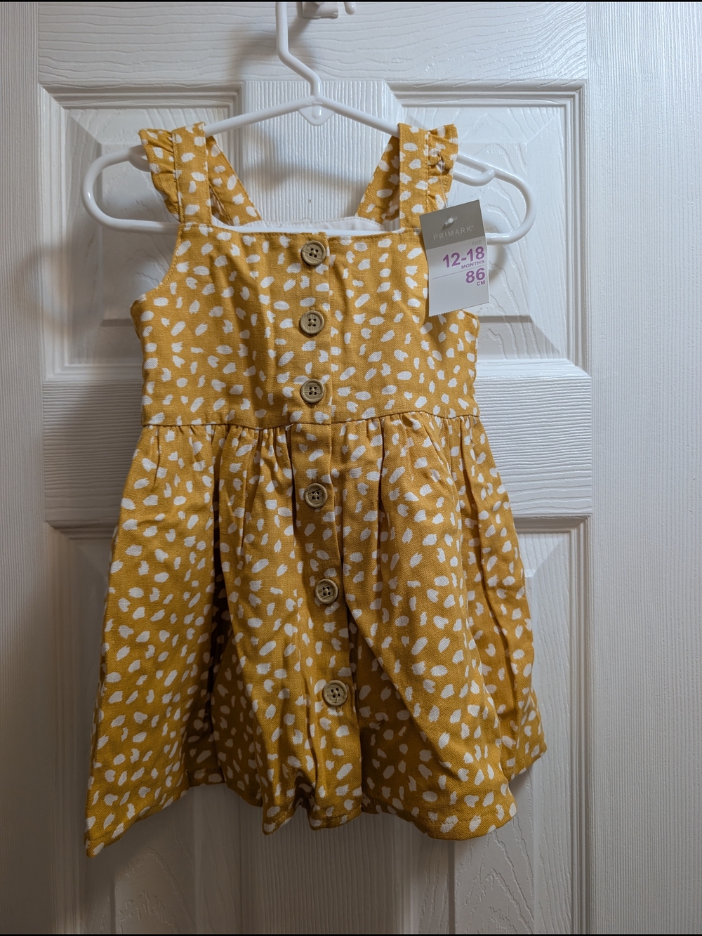 Primark Yellow White Spot Button-Front Sundress